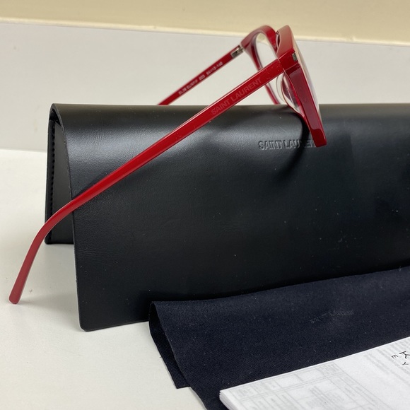 Saint Laurent Red Oversized Logo Frames High End Non Scratch Lenses Eyeglasses - Picture 5 of 14